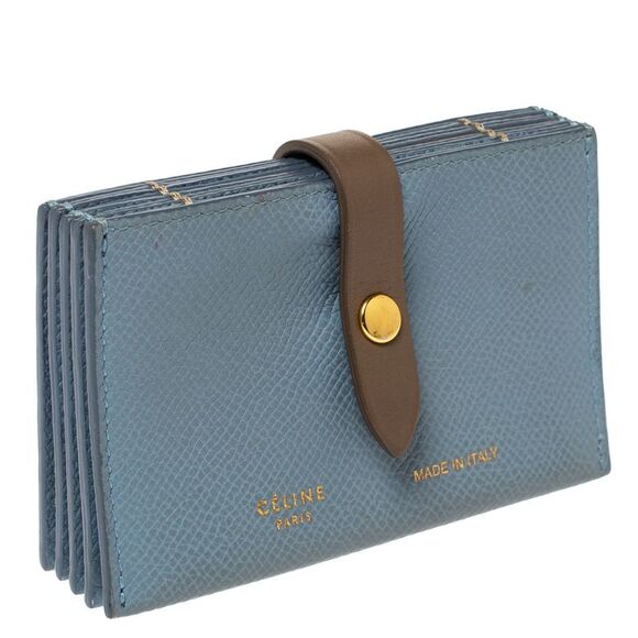 Celine Dusty Blue Grained Leather Accordeon Card Holder - Picture 3 of 4